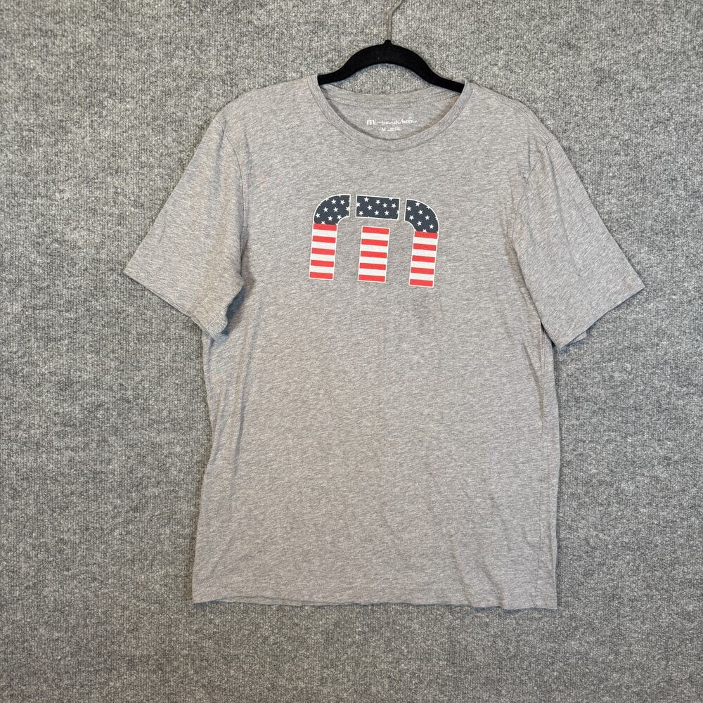 Travis Mathew Shirt Mens Medium Gray Short Sleeve Tshirt Crewneck USA Casual